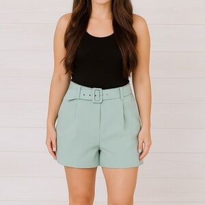 Reserved NWT Women's Blue High Waist Shorts with Belt size EUR 40